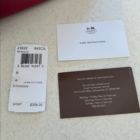 Coach Saffiano Large Red Tote Leather East West City Tote Great Condition! - Picture 13 of 14